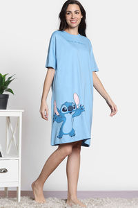 Zivame 2 Mile Fashion Knit Cotton Oversized Knee Length Loungewear Dress - Dusk Blue — thumbnail 4